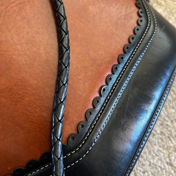 Brighton Vintage Red & Black Leather Bucket Bag - Picture 10 of 11